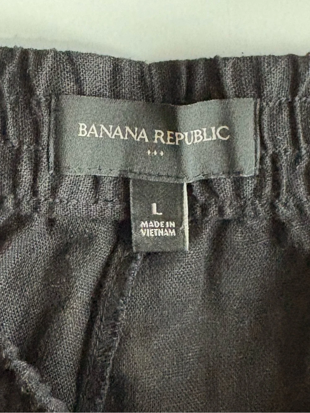 Banana Republic Linen Blend High Rise Pull-On Cargo Jogger Pant Black Large